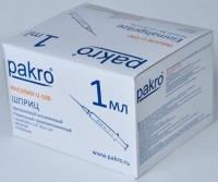 1 мл трехкомпонентный шприц Pakro инсулиновый U100 , с иглой 0,3х13, 100 шт купить в Курске
