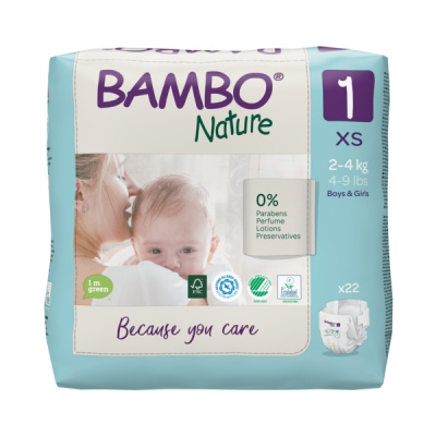 Эко-подгузники Bambo Nature 1 (2-4 кг), 22 шт купить оптом в Курске